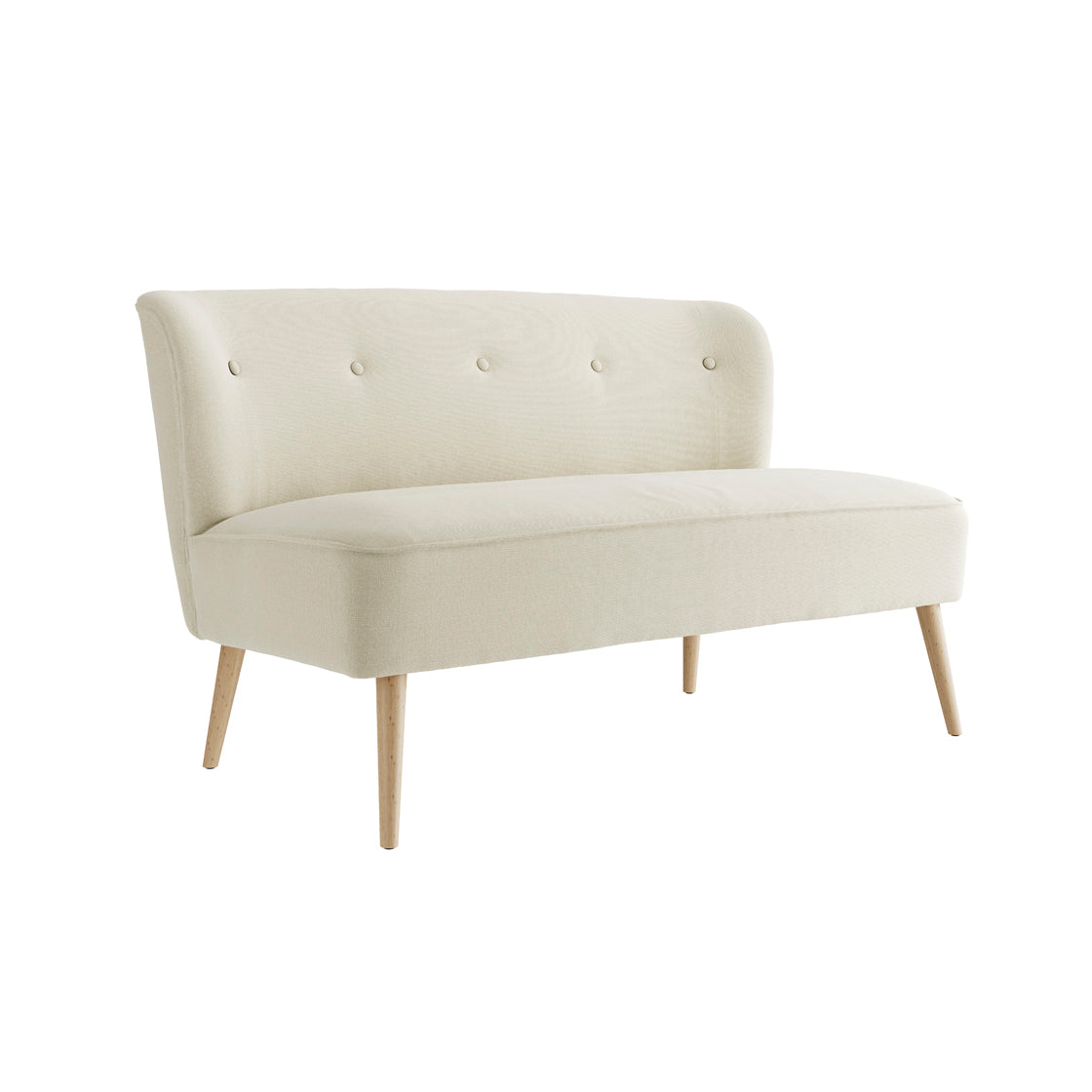 Beige sofa with wooden legs