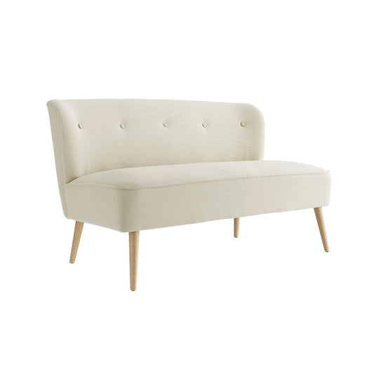 Beige sofa with wooden legs