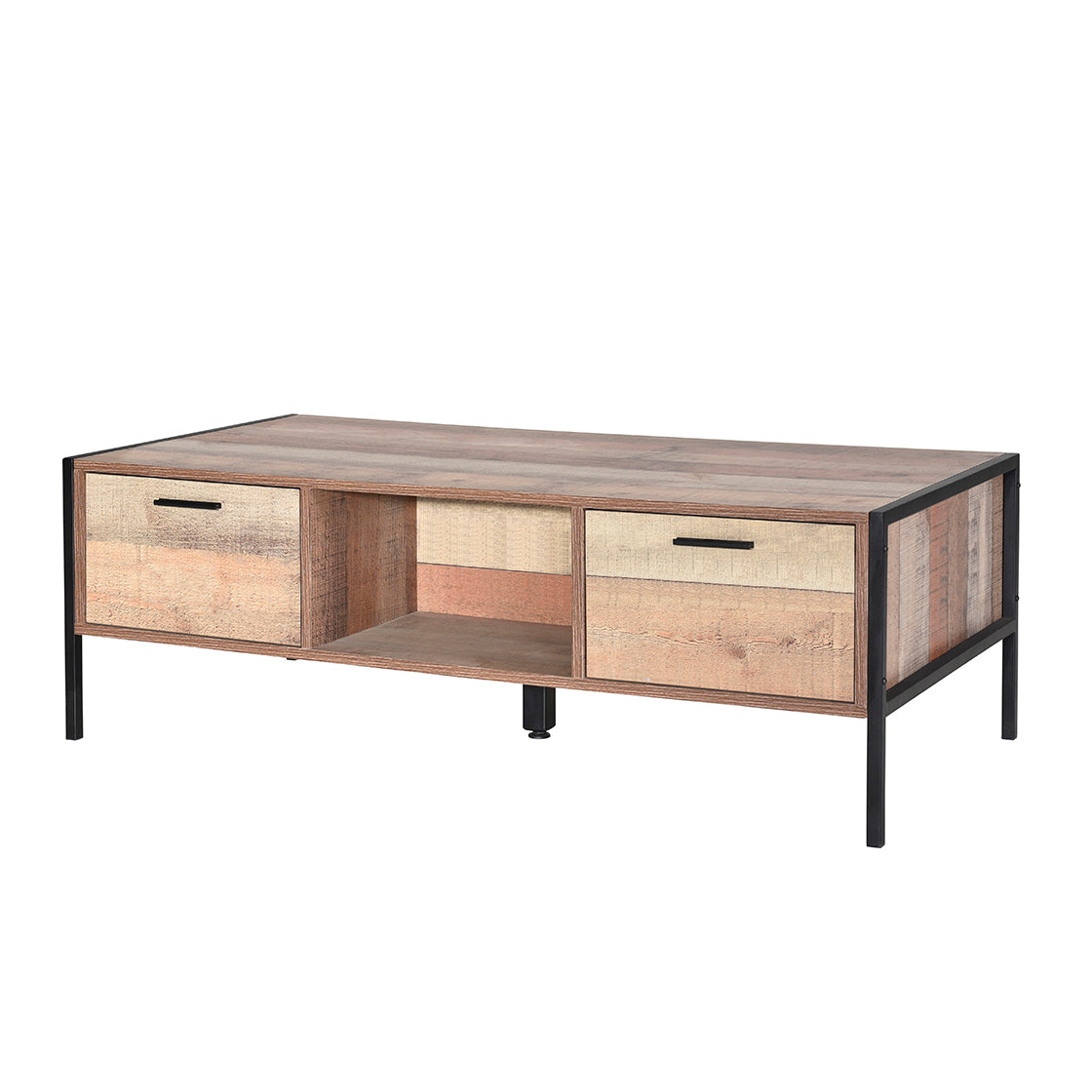 Wooden coffee table with four large storage drawers