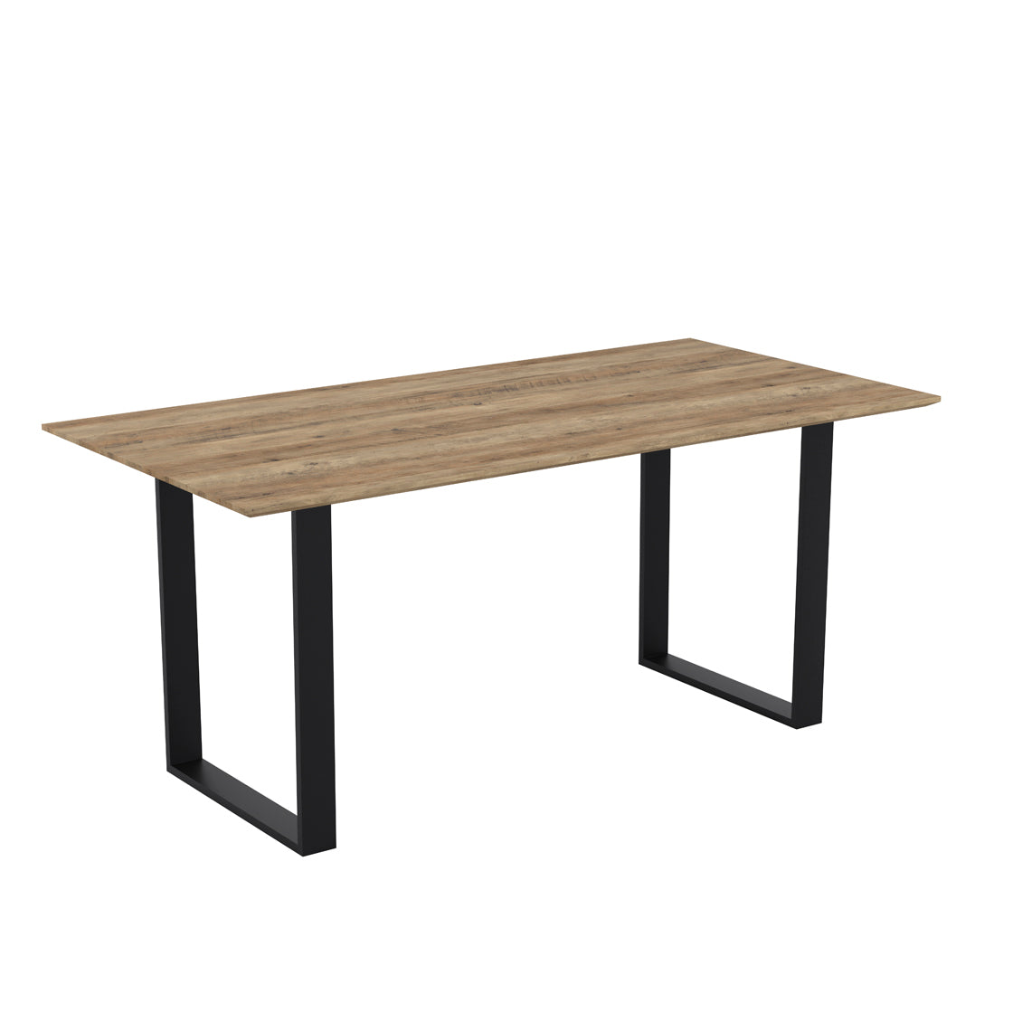 Wooden table with black metal legs