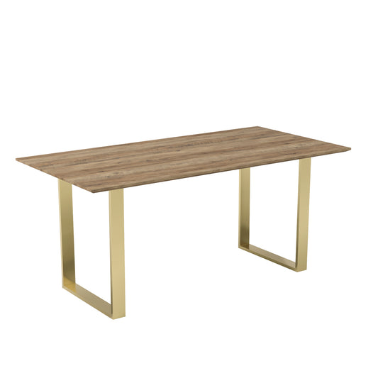 Wooden table with gold underframe legs