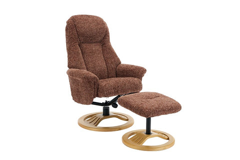 Brown recliner chair with matching footstool 