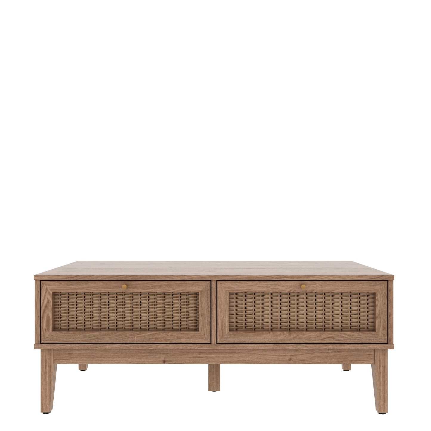 Natural rattan two drawer coffee table