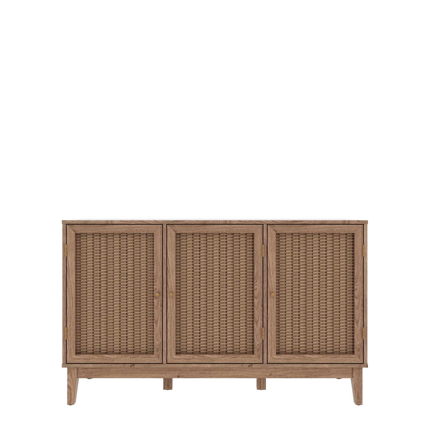 Natural rattan finish three door sideboard