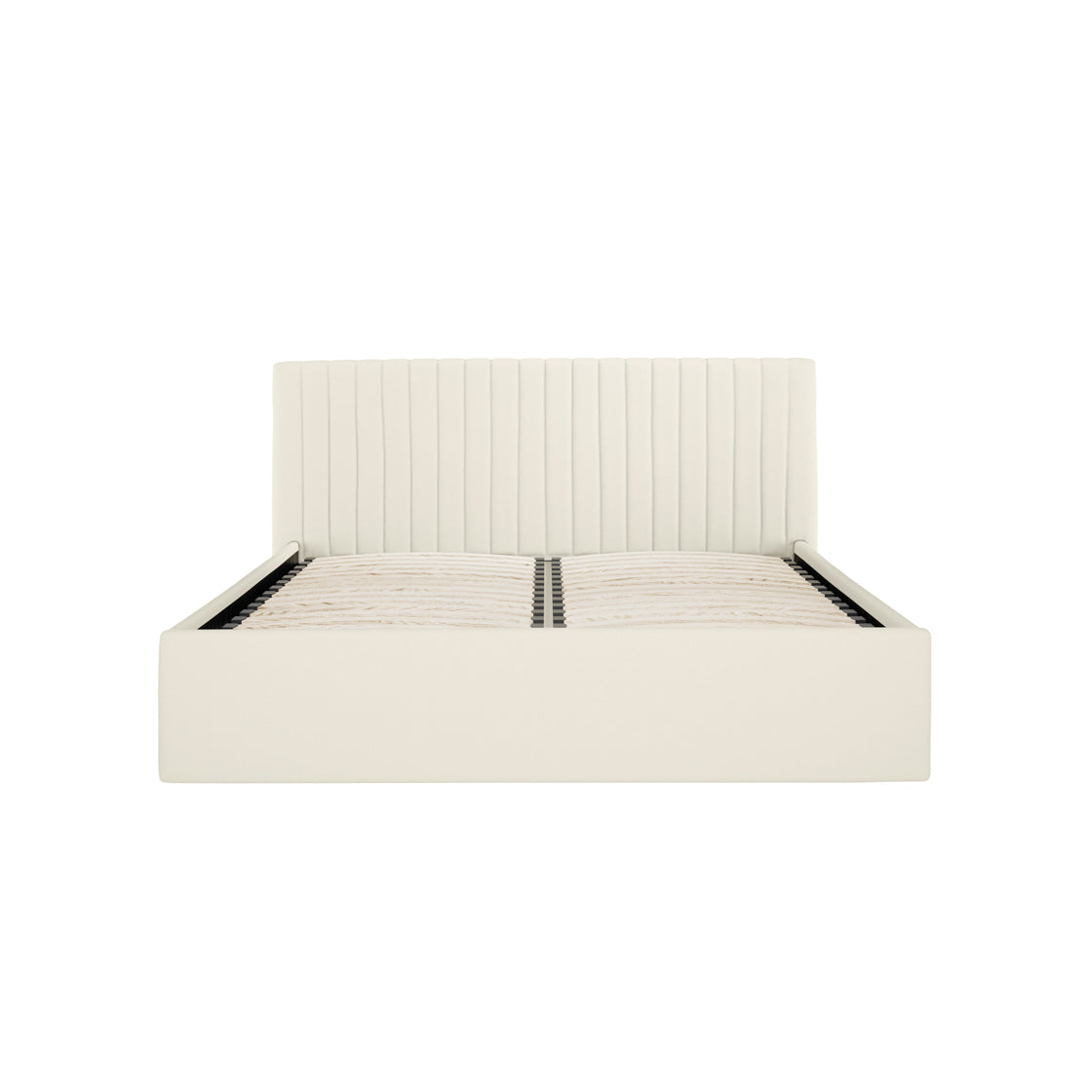 White bed frame with panelled headboard 