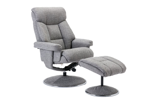 Grey recliner chair with footstool