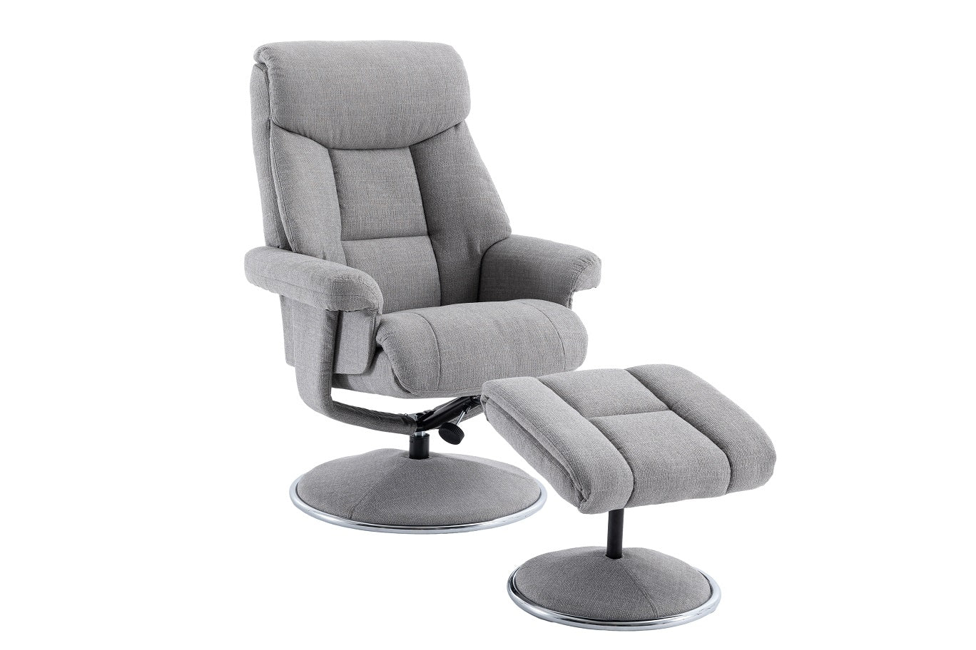 Grey recliner chair with footstool