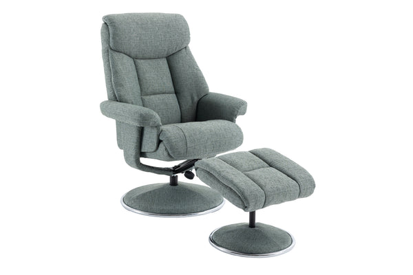 Teal colour recliner chair with footstool