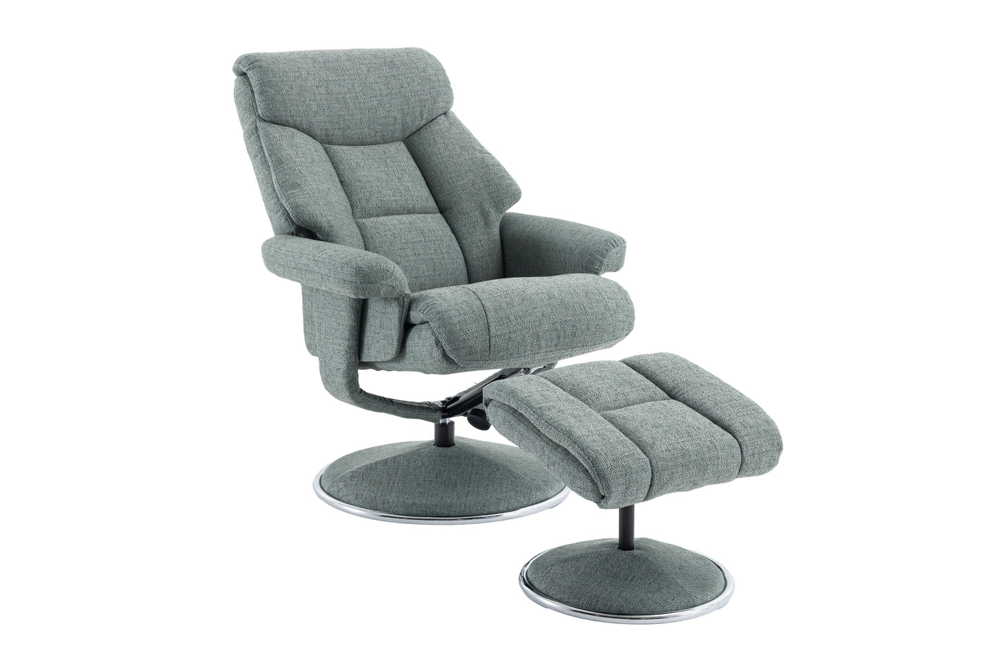 Teal colour  recliner chair with footstool open position