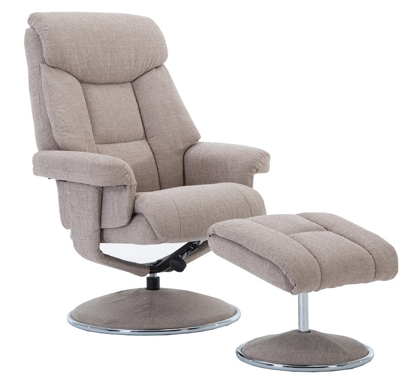Beige recliner chair with footstool