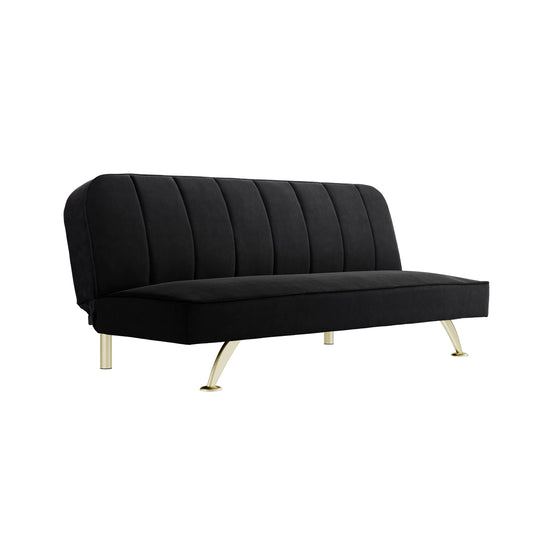 Black sofa bed with gold legs 