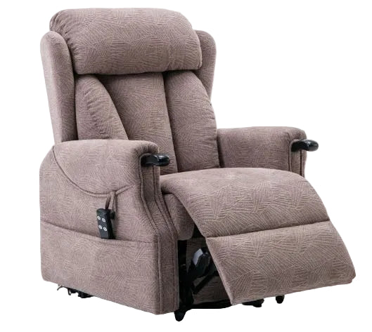 Brown recliner chair with armrests part open view