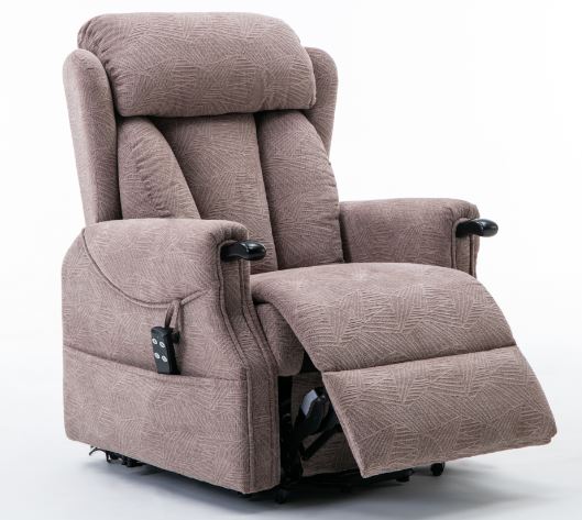 Brown recliner chair with armrests part open view