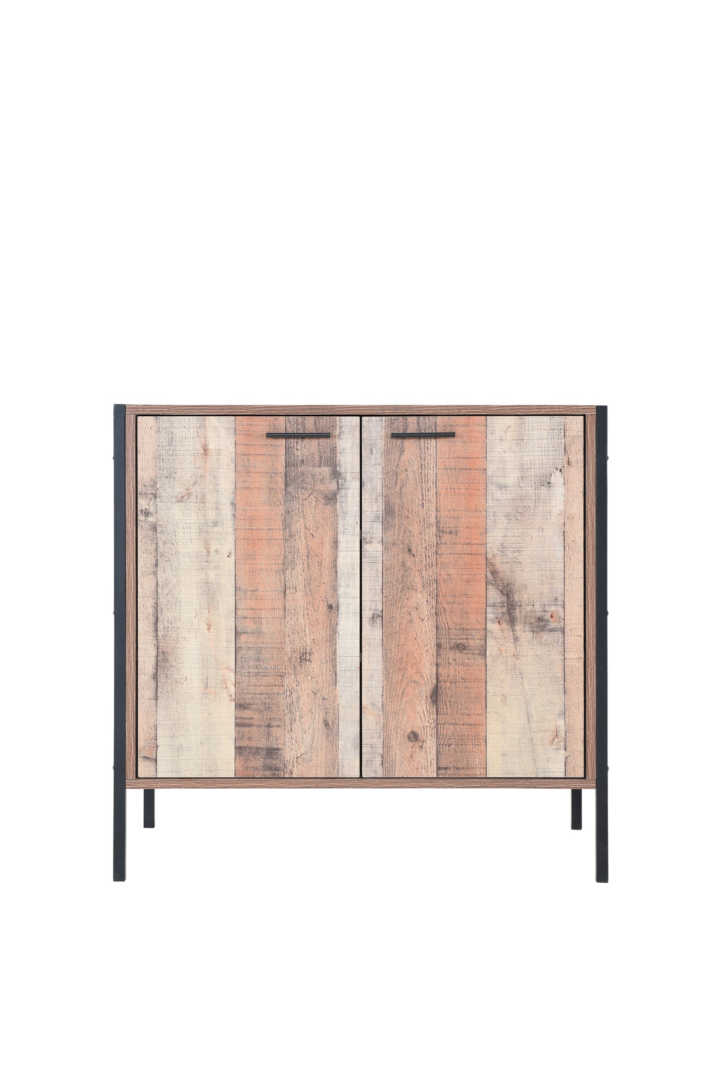 Wooden two door cabinet with metal legs