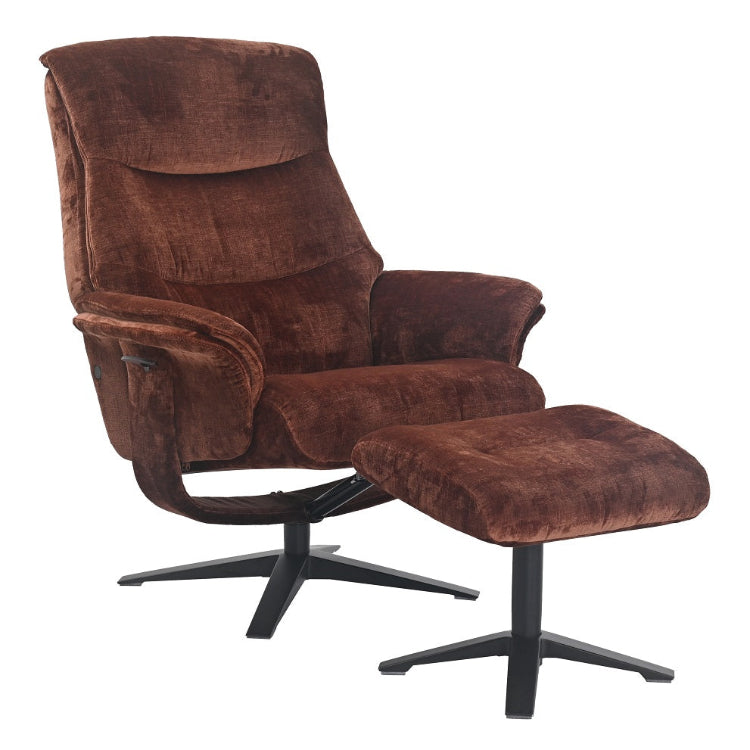 Brown recliner chair with matching footstool 