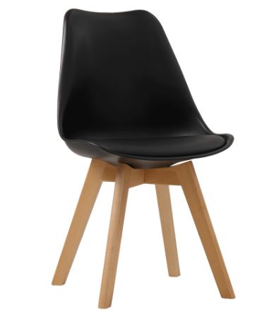 Black dining chair with wooden legs 
