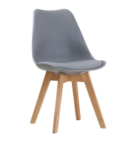 Grey dining chair with wooden legs