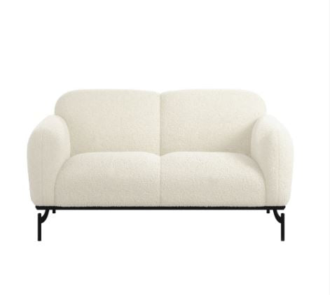 White sofa with black legs on a white background