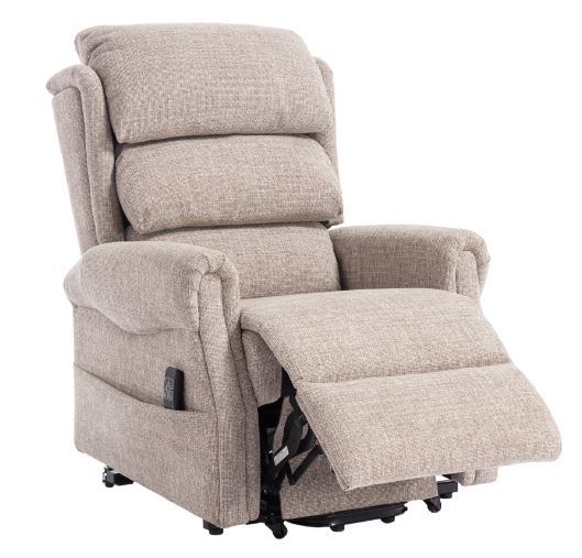 Beige lift chair with reclining mechanism part open view