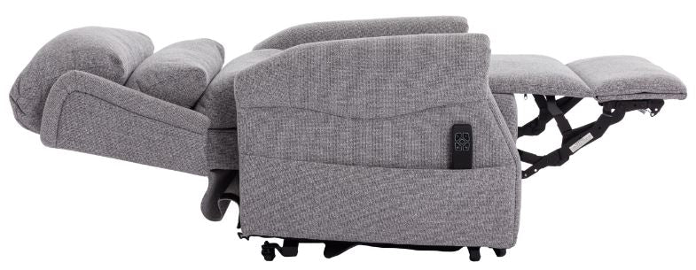 Grey recliner chair fully open view