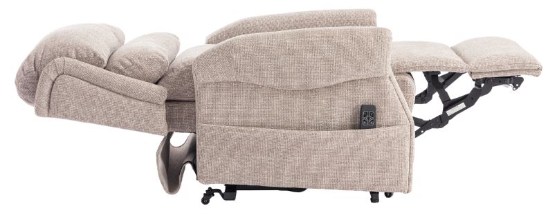 Beige recliner chair fully open view