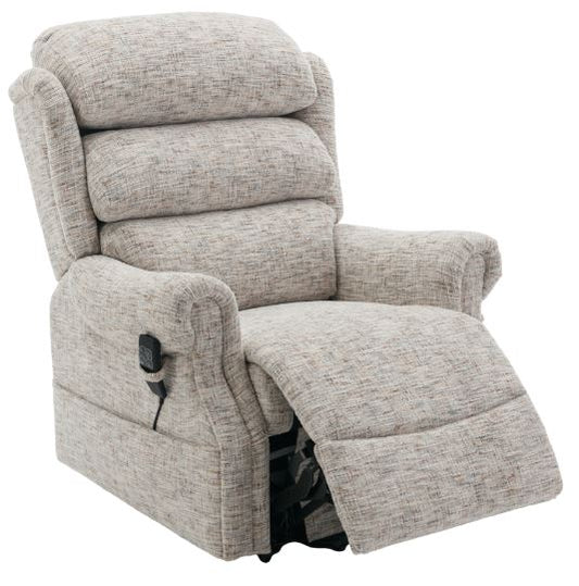 Pale grey recliner chair part open view