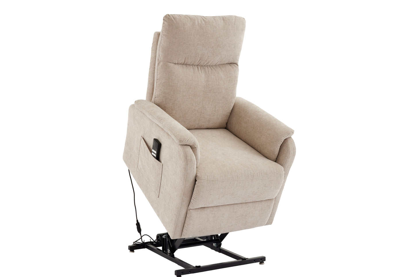 Beige lift chair fully lifted view