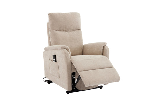 Beige recliner chair part open view