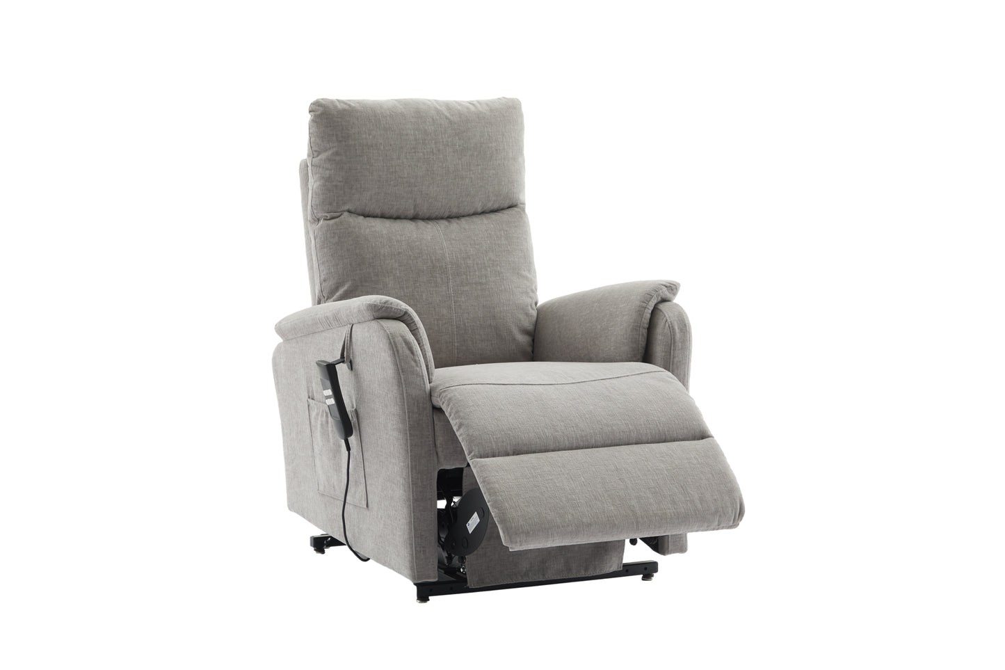 Grey recliner chair part open view