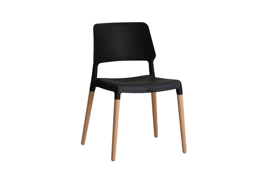 Black dining chair with wooden legs 