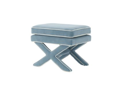 Light blue Stool with white piping 