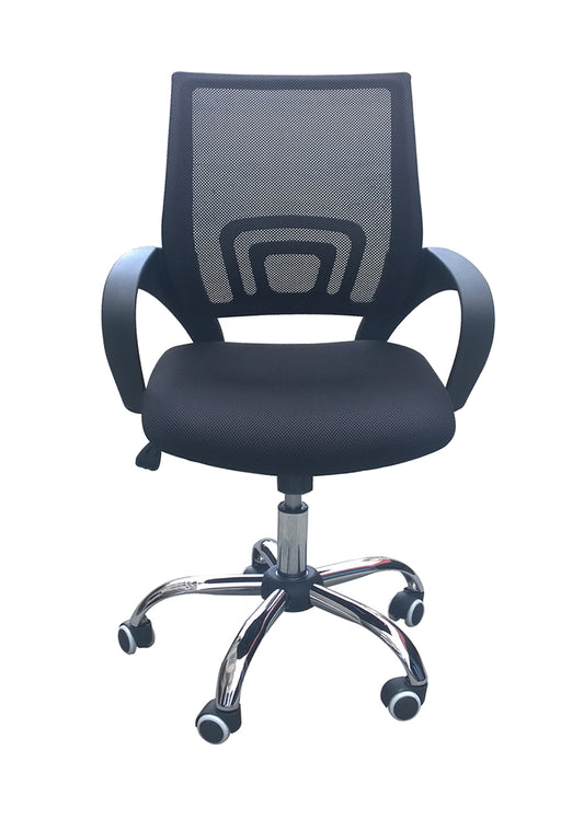 Black office chair with mesh backrest 
