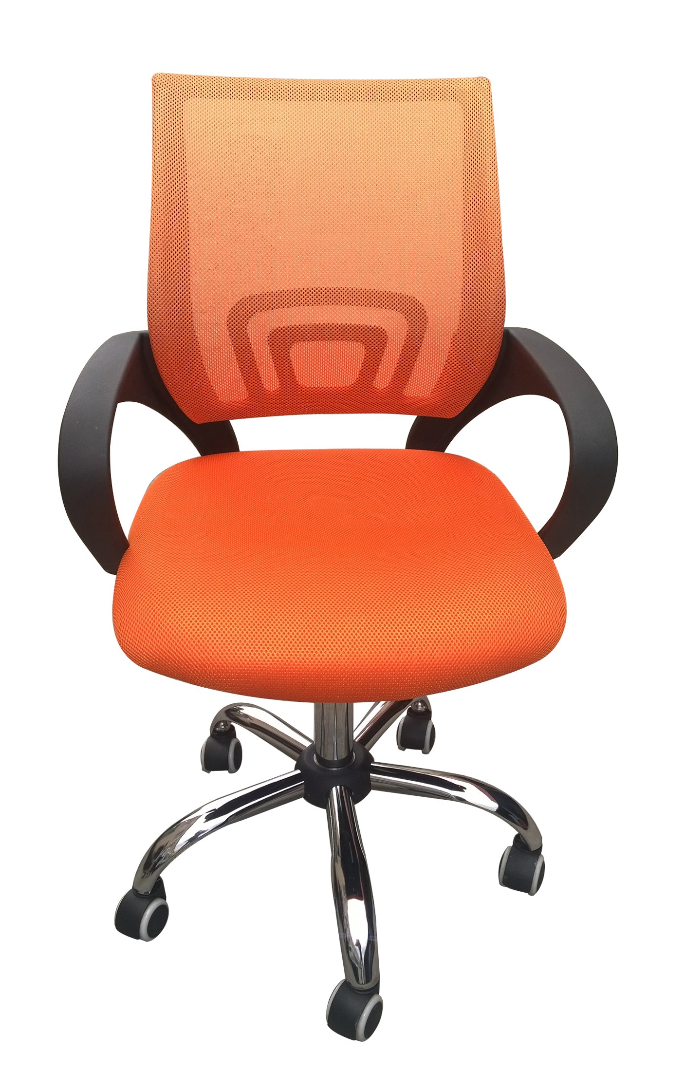 Orange office chair with black frame 