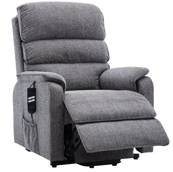 Grey recliner chair part open view