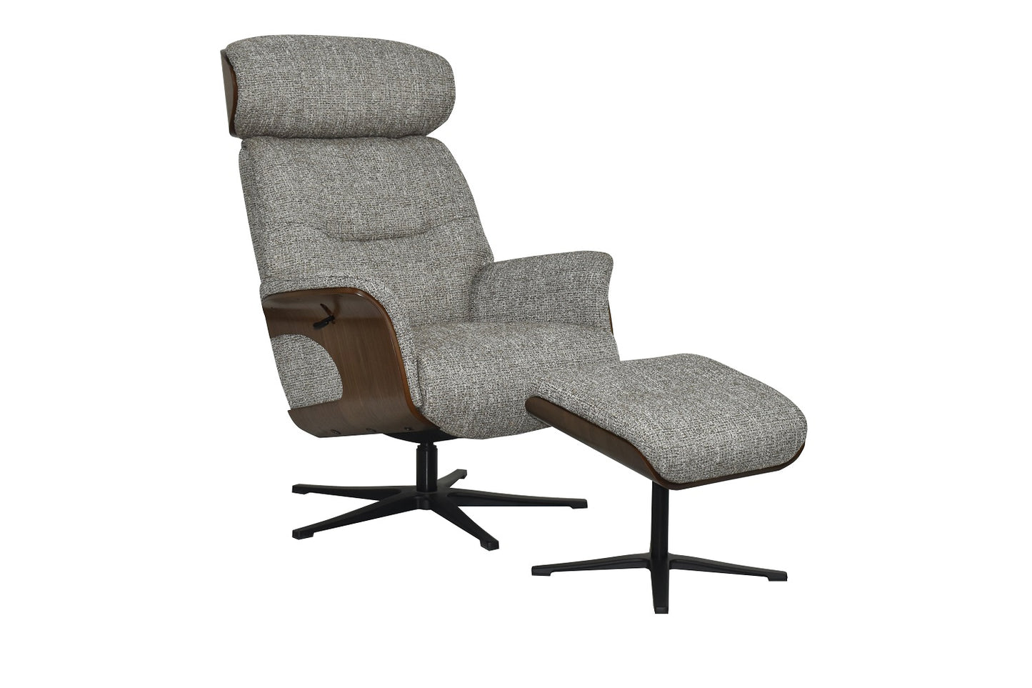 Grey Recliner chair & matching  Footstool with wooden outer frame
