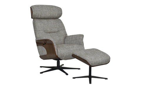 Grey Recliner chair & matching  Footstool with wooden outer frame