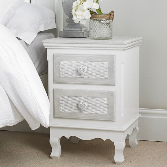Brittany White-Grey 2 Drawer Bedside Cabinet