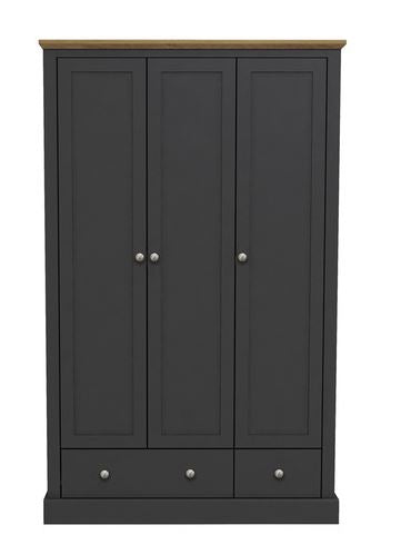 DEVON 3 DOOR 2 DRAWER WARDROBE, CHARCOAL
