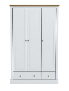 DEVON 3 DOOR 2 DRAWER WARDROBE, WHITE
