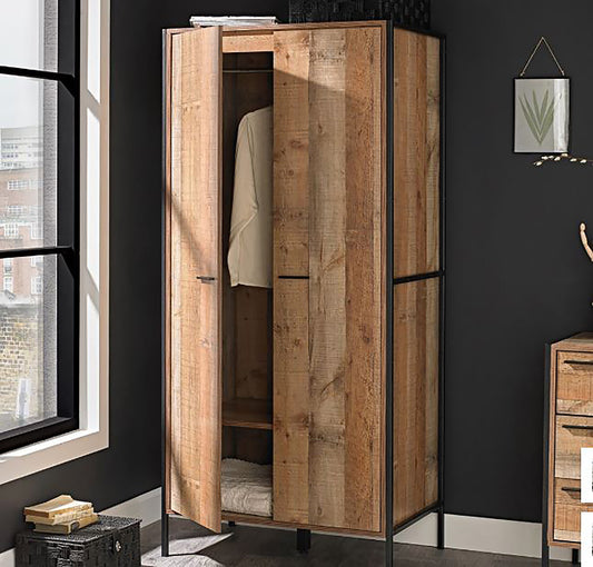 Hoxton vintage two door wardrobe with door open
