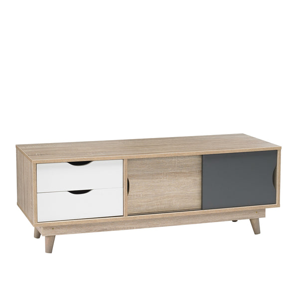 Scandi TV Unit Grey white & Light oak-glenwood furnishings
